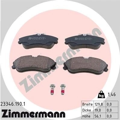Billede af ZIMMERMANN 23346.190.1 Bremseklodser med skruer Billede svarer til leveringsomfang CITROËN: Xsara Picasso, Berlingo / First I, Coupe