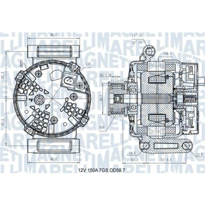 Billede af MAGNETI MARELLI 063731557610 Generator 12V 150A FORD: Transit Custom V362 Van, Bus, Mk6 Van