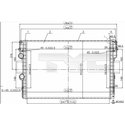 Billede af TYC 715 0006 R Radiator 647 452 32 Mekanisk fuget køleripper