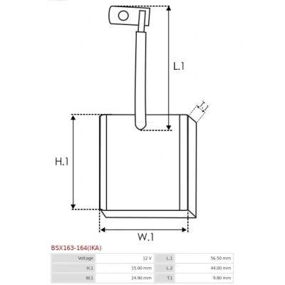 Billede af AS PL BSX135 145(IKA) Kulbørste, starter 7,90mm 24,90mm 16,60mm
