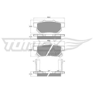 Billede af TOMEX brakes TX 10 99 Bremseklodser bagaksel med akustisk advarsel for slid HONDA: CIVIC 6 Fastback, Stufenheck