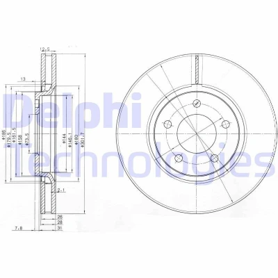 Billede af DELPHI BG3716 Bremseskiver 301 28 5 ventileret olieret ubehandlet uden hjullejer, ABS sensorring CHRYSLER: Voyager 4, / Grand 3