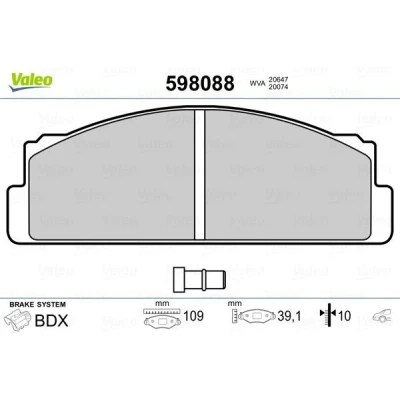 Billede af VALEO 598088 Bremseklodser bagaksel Ekskl. slidadvarselskontakt uden anti knirke plade FIAT: X 1/9, 125 Sedan, 124 Sedan