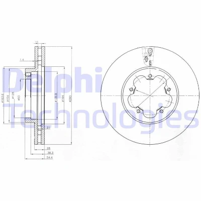 Billede af DELPHI BG4007 Bremseskiver 280 28 5 ventileret olieret ubehandlet uden hjullejer, ABS sensorring FORD: Transit Mk6 Van, Bus