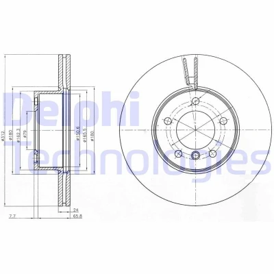 Billede af DELPHI BG4172C Bremseskiver 312 24 5 ventileret coatet ubehandlet uden hjullejer, ABS sensorring BMW: 3 Touring, 1 Hatchback, Sedan