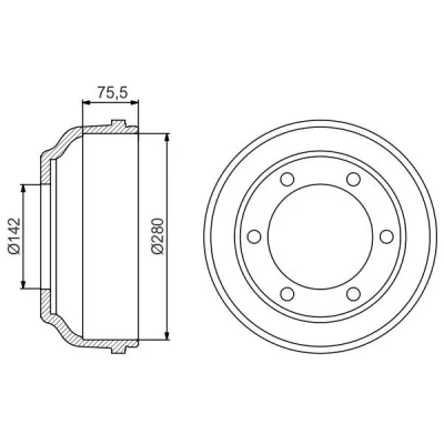 Billede af BOSCH 0 986 477 195 Bremsetromler 315 bagaksel FORD: Transit Mk5 Bus