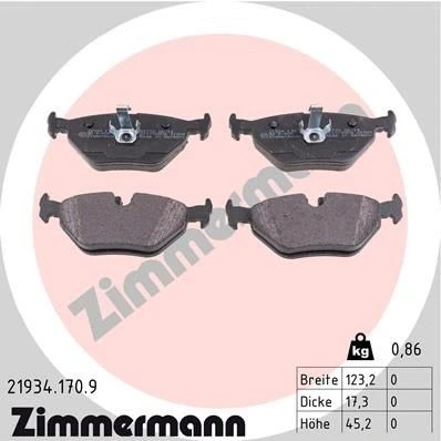 Billede af ZIMMERMANN 21934.170.9 Bremseklodser Forberedt til slidindikator Billede svarer leveringsomfang BMW: 3 Sedan, Touring, Coupe