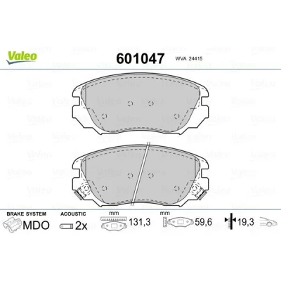 Billede af VALEO 601047 Bremseklodser foraksel Inkl. slidadvarselskontakt med anti knirke plade OPEL: Insignia A Sports Tourer, Hatchback