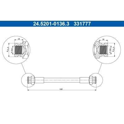 Billede af ATE 24.5201 0136.3 Bremseslange 160mm VOLKSWAGEN: Golf 3, Corrado, 3 Cabrio, SEAT: Ibiza 2