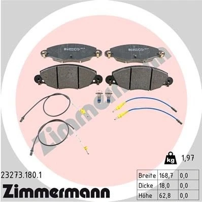 Billede af ZIMMERMANN 23273.180.1 Bremseklodser Inkl. slidadvarselskontakt med skruer Billede svarer til leveringsomfang CITROËN: C5 II Hatchback