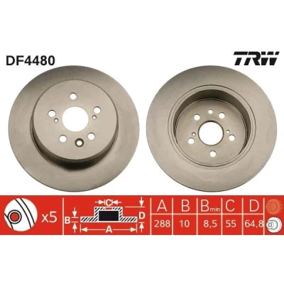 Billede af TRW DF4480 Bremseskiver 288 10 5 100 fuldstændigt lakeret TOYOTA: Avensis I Stationcar, Sedan, Liftback