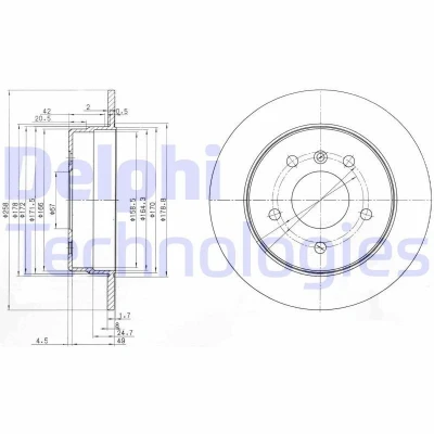 Billede af DELPHI BG3710 Bremseskiver 258 8 5 fuldstændigt olieret ubehandlet uden hjullejer, ABS sensorring MERCEDES BENZ: Vaneo, A klasse