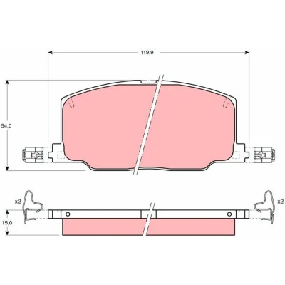 Billede af TRW GDB798 Bremseklodser med akustisk advarsel for slid tilbehør TOYOTA: Corolla VII Compact, Starlet V Hatchback, Sedan