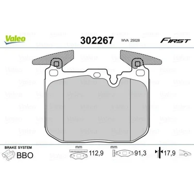 Billede af VALEO 302267 Bremseklodser foraksel Ekskl. slidadvarselskontakt med anti knirke plade BMW: 3 Touring, 1 Hatchback, Sedan