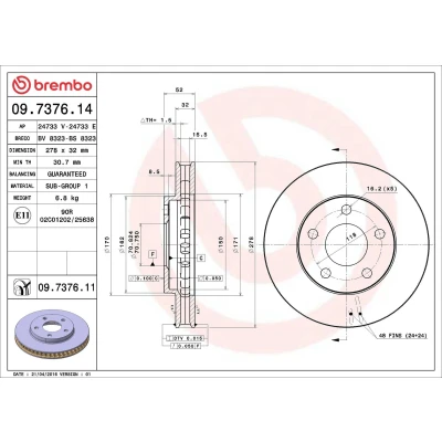 Billede af Bremseskive BREMBO 09.7376.11