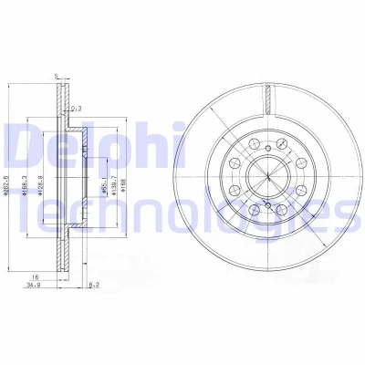 Billede af DELPHI BG3825 Bremseskiver 263 16 4 ventileret olieret ubehandlet uden hjullejer, ABS sensorring TOYOTA: MR2 III Cabriolet
