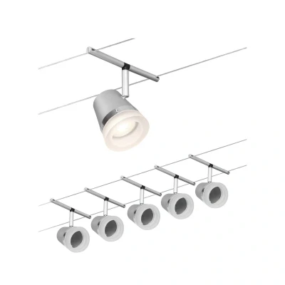 Billede af Paulmann Cone wiresystem, basissæt, 5 lk, mat krom