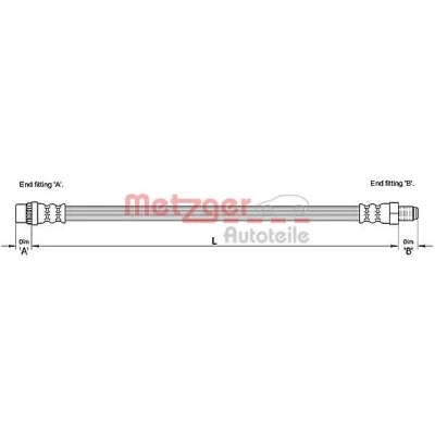 Billede af METZGER 4110261 Bremseslange 537 PEUGEOT: 406 Coupe, Stationcar