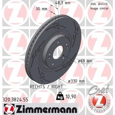 Billede af ZIMMERMANN Bremseskive KIA: Optima / K5 Sportswagon 330mm 30mm 7/5 5 hul 114mm indvendigt ventileret, opslidset coatet 320.3824.55 51712D4800