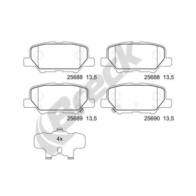 Billede af BRECK 25688 00 702 Bremseklodser Inkl. slidadvarselskontakt, med akustisk advarsel for slid tilbehør MAZDA: 6 Stationcar, Sedan