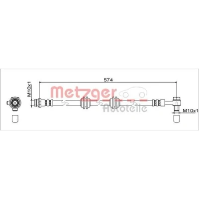 Billede af METZGER 4111760 Bremseslange Bagaksel højre 574 M10x1 LAND ROVER: Range Rover Evoque