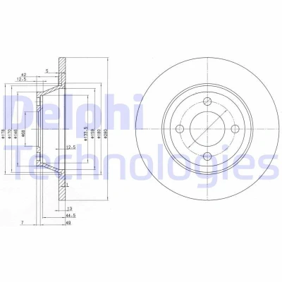 Billede af DELPHI BG2783 Bremseskiver 280 13 4 fuldstændigt olieret ubehandlet uden hjullejer, ABS sensorring AUDI: 80 B4 Sedan, Avant