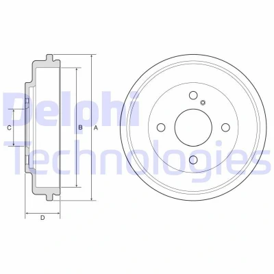 Billede af DELPHI BF591 Bremsetromler uden ABS sensorring, hjullejer 244 FORD: FIESTA 6