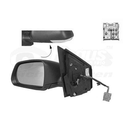 Billede af Sidespejl Van Wezel 5828807 venstre sort Komplet spejl, asfærisk, til elektr. spejlindstilling, opvarmelig VOLKSWAGEN: Polo IV Hatchback