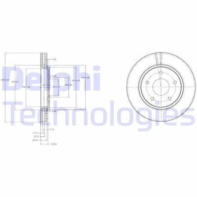 Billede af DELPHI BG4212 Bremseskiver 302 28 5 ventileret olieret ubehandlet uden hjullejer, ABS sensorring