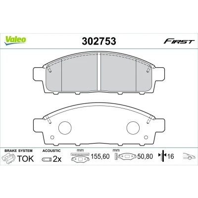 Billede af VALEO 302753 Bremseklodser foraksel Inkl. slidadvarselskontakt uden anti knirke plade MITSUBISHI: L200 / Triton IV Pick up