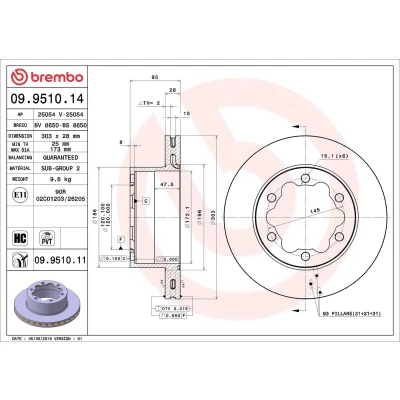 Billede af BREMBO COATED DISC LINE 09.9510.11 Bremseskiver 303 28 6 indvendigt ventileret coatet højkarboniseret VOLKSWAGEN: Crafter 30 35 Bus