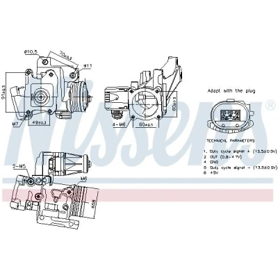 Billede af NISSENS 98387 EGR Ventil uden køler VOLVO: XC60 I, V50, V40 Hatchback