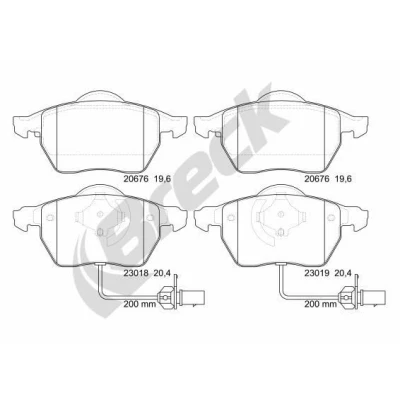 Billede af BRECK 23018 00 701 10 Bremseklodser Inkl. slidadvarselskontakt, med indbygget slidsensor tilbehør AUDI: A6 C6 Avant, A4 B7 B6 Avant