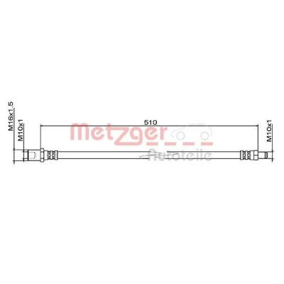 Billede af METZGER 4111494 Bremseslange venstre foraksel, højre foraksel 510 M10x1