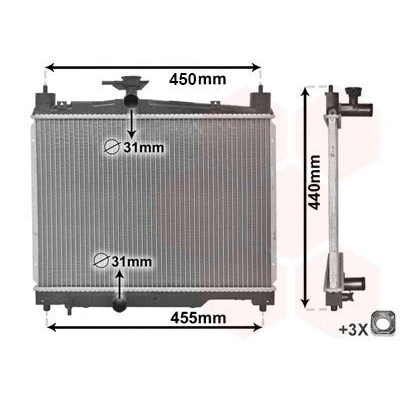 Billede af VAN WEZEL 53002251 Radiator Aluminium 350 490 17 Loddet køleripper TOYOTA: Yaris I Hatchback