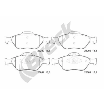 Billede af BRECK 23202 00 702 Bremseklodser Ikke forberedt til slidindikator FORD: FIESTA 5, Fusion Stationcar, KA Hatchback, MAZDA: 2 Hatchback