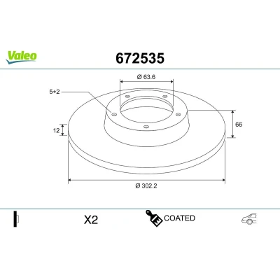 Billede af VALEO 672535 Bremseskiver bagaksel 302 12 5 fuldstændigt coatet LAND ROVER: Freelander 2 SUV