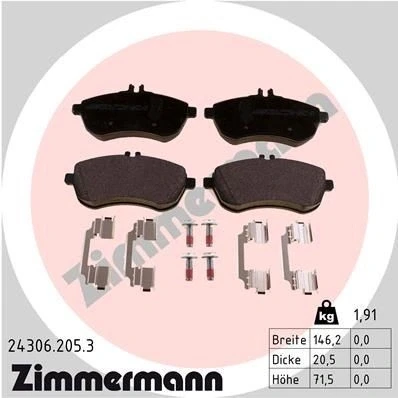 Billede af ZIMMERMANN 24306.205.3 Bremseklodser Forberedt til slidindikator med skruer Billede svarer leveringsomfang, fjeder