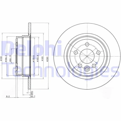 Billede af DELPHI BG3550 Bremseskiver 280 10 5 fuldstændigt olieret ubehandlet uden hjullejer, ABS sensorring ROVER: 75