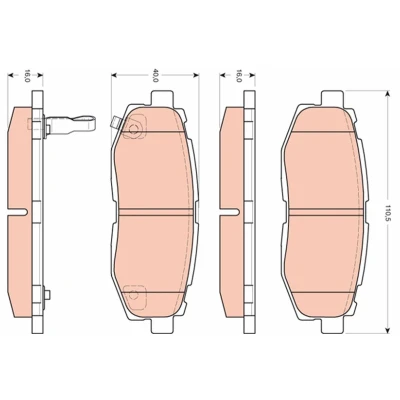 Billede af TRW GDB3442 Bremseklodser med akustisk advarsel for slid SUBARU: Forester III, IV, Legacy 5, TOYOTA: GT86 Coupe