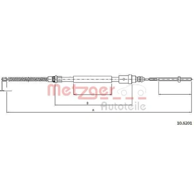 Billede af METZGER 10.6201 Håndbremsekabel bagved til venstre 824/547 Tromlebremse COFLE PEUGEOT: 406 Stationcar