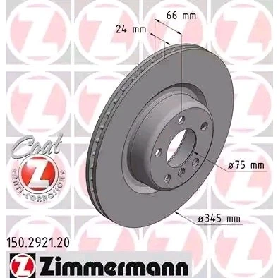 Billede af ZIMMERMANN COAT Z 150.2921.20 Bremseskiver 345 24 6/5 5 120 indvendigt ventileret coatet højkarboniseret BMW: 3 Touring, 1 Hatchback, 4 Gran Coupe
