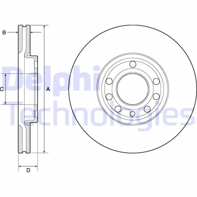 Billede af DELPHI BG3713C Bremseskiver 285 25 5 ventileret coatet ubehandlet uden hjullejer, ABS sensorring OPEL: Vectra C Caravan, CC