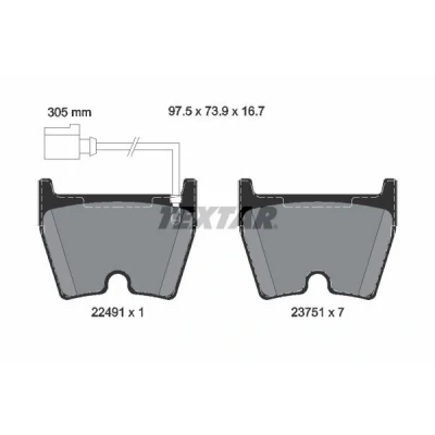 Billede af TEXTAR 2249101 Bremseklodser Inkl. slidadvarselskontakt AUDI: A3 Sportback, Sedan, Q3, VOLKSWAGEN: T Roc Cabriolet