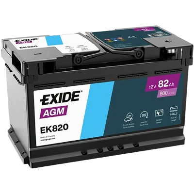 Billede af EXIDE EK820 Starterbatteri 12V 82Ah 800A B13 MERCEDES BENZ: C klasse T modell, E Sedan, A klasse, AUDI: A4 B9 Avant, A3 Sportback, A6 C5 Avant