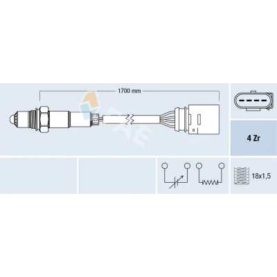 Billede af FAE 77147 Lambdasonde efter katalysator Diagnosesonde VOLKSWAGEN: Polo III Hatchback, Lupo / 3L, SEAT: Ibiza 3