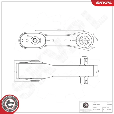 Billede af ESEN SKV 75SKV033 Motorophæng bag Gummimetalleje Aluminium, Gummi 252mm 76mm BMW: X1, 2 Active Tourer