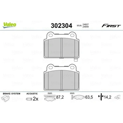 Billede af VALEO 302304 Bremseklodser bagaksel Inkl. slidadvarselskontakt med anti knirke plade MITSUBISHI: Lancer 8 Limousine