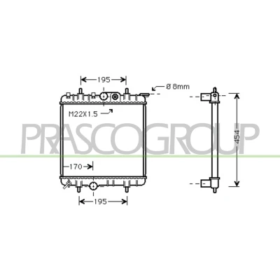Billede af PRASCO PG009R005 Radiator Aluminium 380 415 23 Mekanisk fuget køleripper PEUGEOT: 206 Hatchback