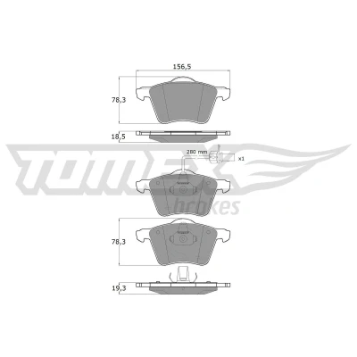 Billede af TOMEX brakes TX 13 58 Bremseklodser foraksel Inkl. slidadvarselskontakt FORD: Galaxy Mk1 MPV, VOLKSWAGEN: Sharan I
